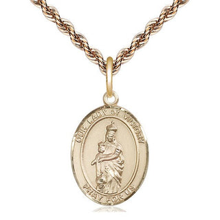 14kt Gold Our Lady of Victory Medal Engraved Catholic Saint Jewelry