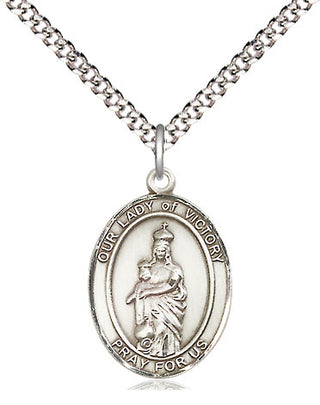 Pewter Our Lady of Victory Medal Religious Jewelry Engraved Catholic Saint Jewelry