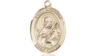 14kt Gold Filled Saint Meinrad of Einsideln Medal Engraved Catholic Saint Jewelry