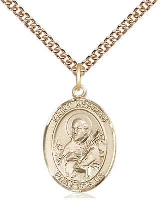 14kt Gold Filled Saint Meinrad of Einsideln Medal Religious Jewelry Engraved Catholic Saint Jewelry