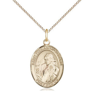 14kt Gold Filled Saint Finnian of Clonard Medal Religious Jewelry Engraved Catholic Saint Jewelry