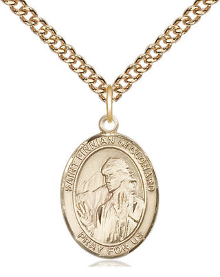14kt Gold Filled Saint Finnian of Clonard Medal Religious Jewelry Engraved Catholic Saint Jewelry