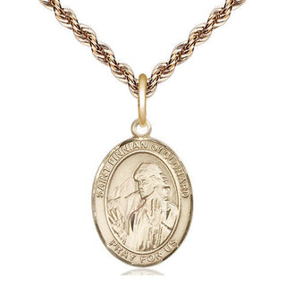 14kt Gold Filled Saint Finnian of Clonard Medal Religious Jewelry Engraved Catholic Saint Jewelry