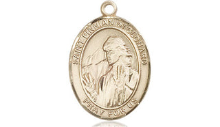 14kt Gold Saint Finnian of Clonard Medal Engraved Catholic Saint Jewelry