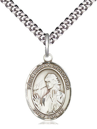 Sterling Silver Saint Finnian of Clonard Medal Religious Jewelry Engraved Catholic Saint Jewelry