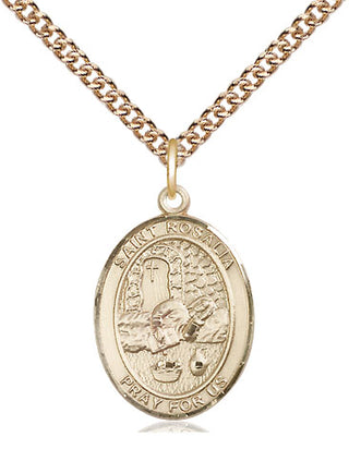 14kt Gold Filled Saint Rosalia Medal Religious Jewelry Engraved Catholic Saint Jewelry