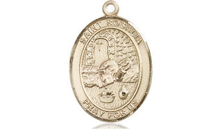 14kt Gold Saint Rosalia Medal Engraved Catholic Saint Jewelry