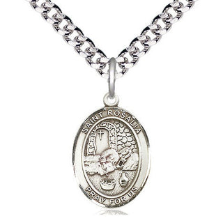 Pewter Saint Rosalia Medal Religious Jewelry Engraved Catholic Saint Jewelry