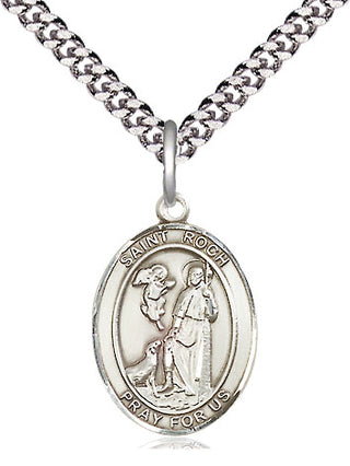 Pewter Saint Roch Medal Religious Jewelry Engraved Catholic Saint Jewelry