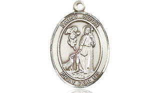 Sterling Silver Saint Roch Medal Religious Jewelry Engraved Catholic Saint Jewelry