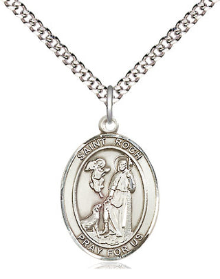 Sterling Silver Saint Roch Medal Religious Jewelry Engraved Catholic Saint Jewelry