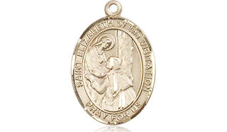 14kt Gold Saint Elizabeth of the Visitation Medal Engraved Catholic Saint Jewelry