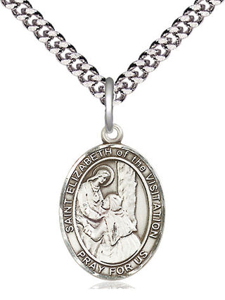 Sterling Silver Saint Elizabeth of the Visitation Medal Religious Jewelry Engraved Catholic Saint Jewelry