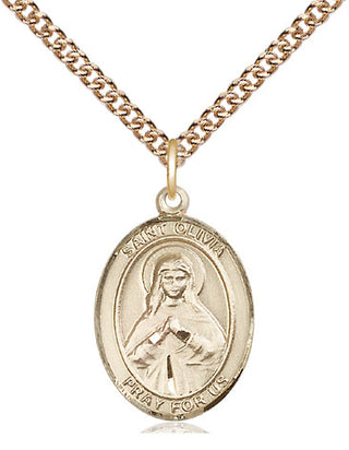 14kt Gold Filled Saint Olivia Medal Religious Jewelry Engraved Catholic Saint Jewelry