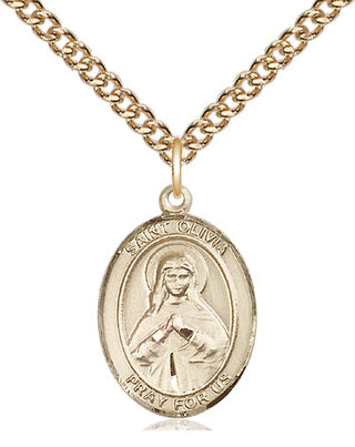 14kt Gold Filled Saint Olivia Medal Religious Jewelry Engraved Catholic Saint Jewelry