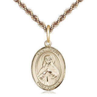 14kt Gold Filled Saint Olivia Medal Religious Jewelry Engraved Catholic Saint Jewelry