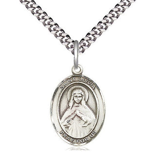 Pewter Saint Olivia Medal Religious Jewelry Engraved Catholic Saint Jewelry