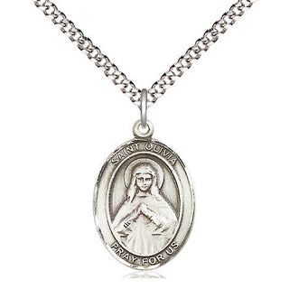 Sterling Silver Saint Olivia Medal Religious Jewelry Engraved Catholic Saint Jewelry