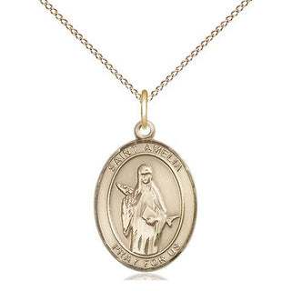 14kt Gold Filled Saint Amelia Medal Religious Jewelry Engraved Catholic Saint Jewelry