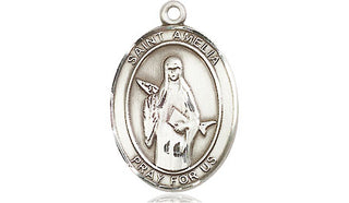 Pewter Saint Amelia Medal Engraved Catholic Saint Jewelry