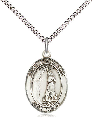Pewter Saint Zoe of Rome Medal Religious Jewelry Engraved Catholic Saint Jewelry