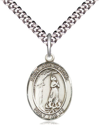 Pewter Saint Zoe of Rome Medal Religious Jewelry Engraved Catholic Saint Jewelry