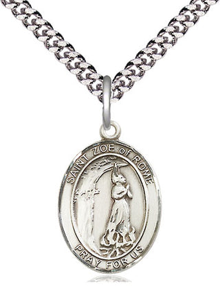 Pewter Saint Zoe of Rome Medal Religious Jewelry Engraved Catholic Saint Jewelry