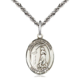 Sterling Silver Saint Zoe of Rome Medal Religious Jewelry Engraved Catholic Saint Jewelry