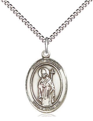Sterling Silver Saint Ronan Medal Religious Jewelry Engraved Catholic Saint Jewelry