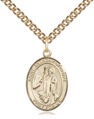 14kt Gold Saint Anthony of Egypt Medal Engraved Catholic Saint Jewelry