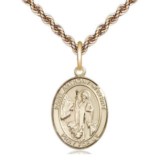 14kt Gold Saint Anthony of Egypt Medal Engraved Catholic Saint Jewelry