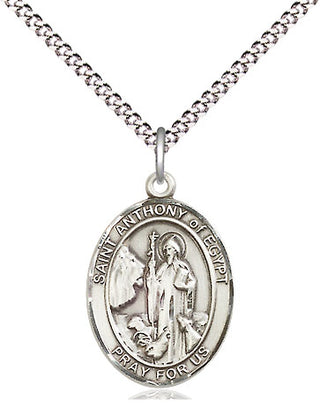 Sterling Silver Saint Anthony of Egypt Medal Religious Jewelry Engraved Catholic Saint Jewelry