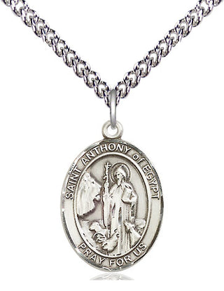 Sterling Silver Saint Anthony of Egypt Medal Religious Jewelry Engraved Catholic Saint Jewelry