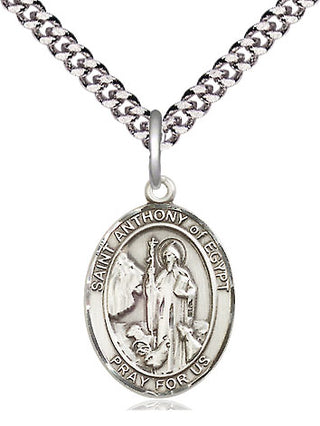 Sterling Silver Saint Anthony of Egypt Medal Religious Jewelry Engraved Catholic Saint Jewelry