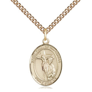 14kt Gold Saint Paul of the Cross Medal Engraved Catholic Saint Jewelry