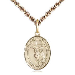 14kt Gold Saint Paul of the Cross Medal Engraved Catholic Saint Jewelry