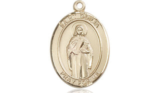 14kt Gold Filled Saint Odilia Medal Engraved Catholic Saint Jewelry