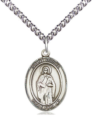 Sterling Silver Saint Odilia Medal Religious Jewelry Engraved Catholic Saint Jewelry