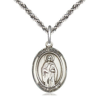 Sterling Silver Saint Odilia Medal Religious Jewelry Engraved Catholic Saint Jewelry