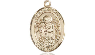 14kt Gold Filled Saint Christina the Astonishing Medal Engraved Catholic Saint Jewelry