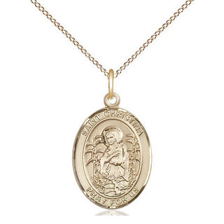 14kt Gold Filled Saint Christina the Astonishing Medal Religious Jewelry Engraved Catholic Saint Jewelry
