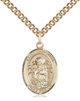 14kt Gold Filled Saint Christina the Astonishing Medal Religious Jewelry Engraved Catholic Saint Jewelry