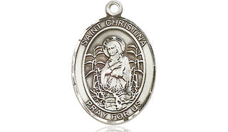 Pewter Saint Christina the Astonishing Medal Engraved Catholic Saint Jewelry