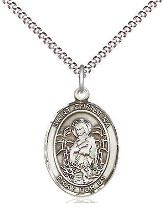 Pewter Saint Christina the Astonishing Medal Religious Jewelry Engraved Catholic Saint Jewelry