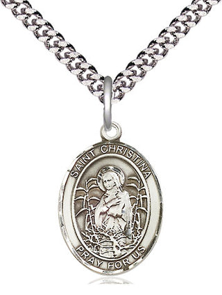 Pewter Saint Christina the Astonishing Medal Religious Jewelry Engraved Catholic Saint Jewelry