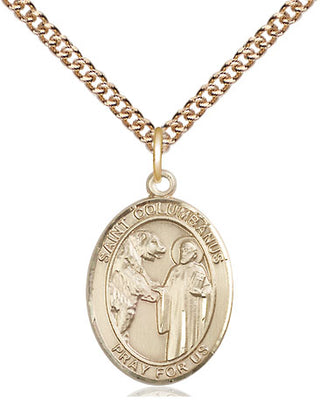 14kt Gold Filled Saint Columbanus Medal Religious Jewelry Engraved Catholic Saint Jewelry