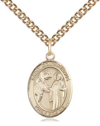 14kt Gold Filled Saint Columbanus Medal Religious Jewelry Engraved Catholic Saint Jewelry