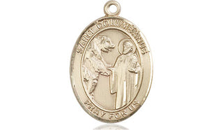 14kt Gold Saint Columbanus Medal Engraved Catholic Saint Jewelry