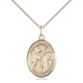 14kt Gold Saint Columbanus Medal Engraved Catholic Saint Jewelry