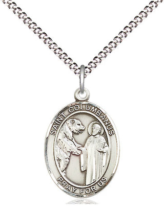 Pewter Saint Columbanus Medal Religious Jewelry Engraved Catholic Saint Jewelry